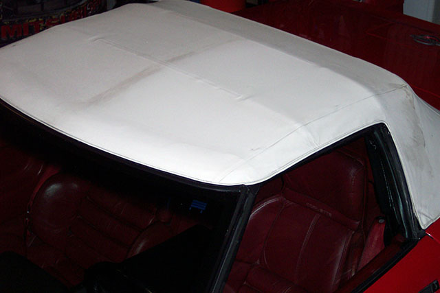 Before and after, hard-to-clean white convertible top using Ultra One G5.