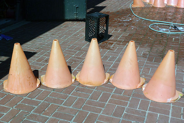 Cones cleaned with Ultra One Heavy Duty.