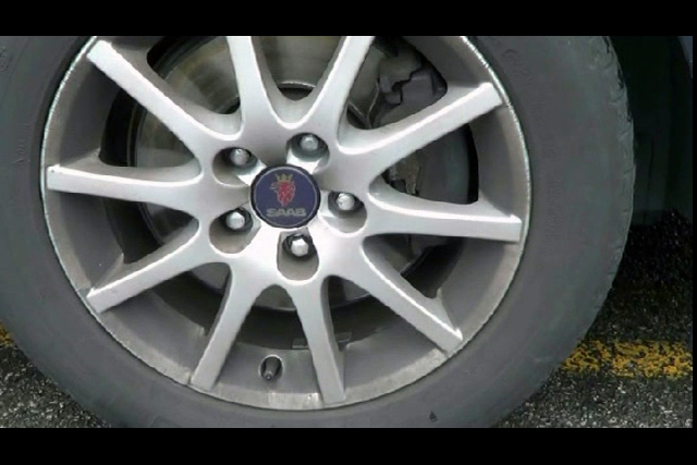 Dirty Saab wheel.